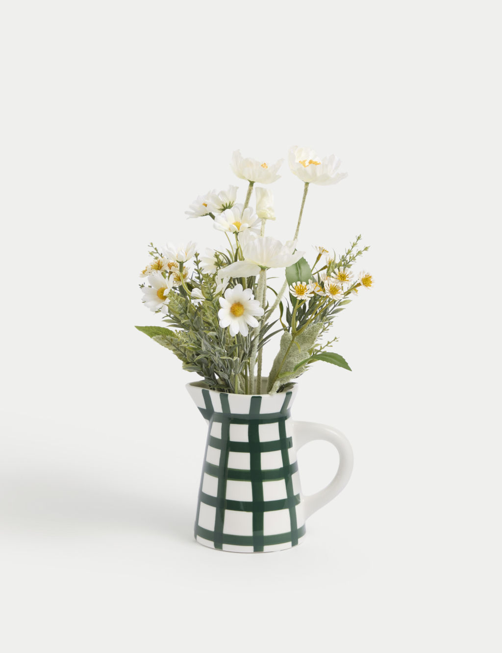 Moss & Sweetpea Spring Arrangement in Ceramic Check Jug - 1SIZE - Green, Green