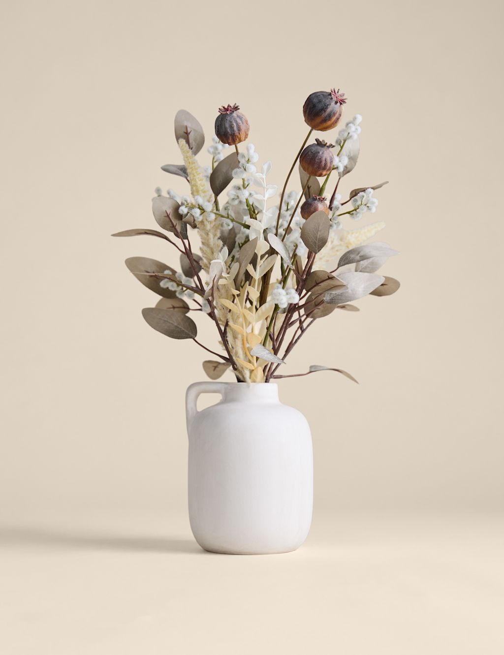 Moss & Sweetpea Artificial Dried Arrangement in Ceramic Pot - Natural, Natural