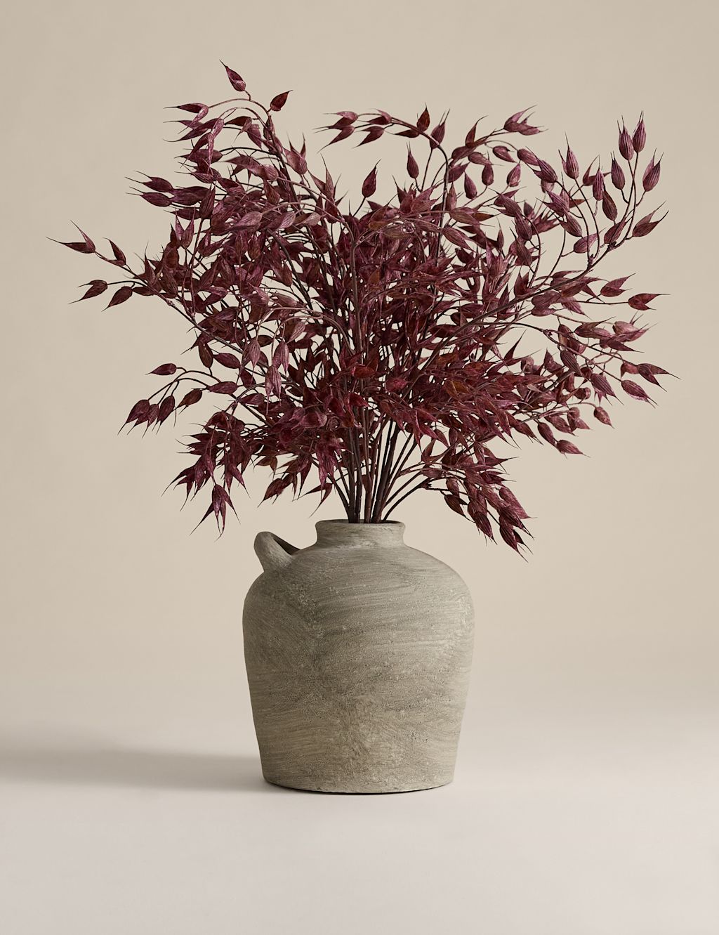 Moss & Sweetpea Artificial Ruscus Arrangement in Resin Pot - Grey, Grey