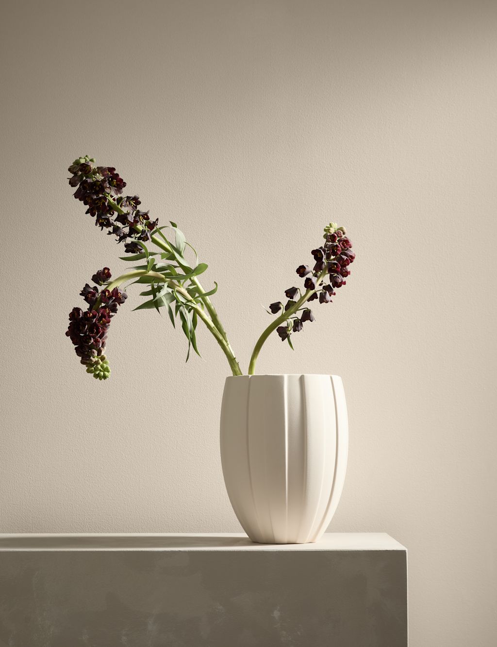 M&S X Kelly Hoppen Wide Stripe Ceramic Vase - 1SIZE - Neutral, Neutral