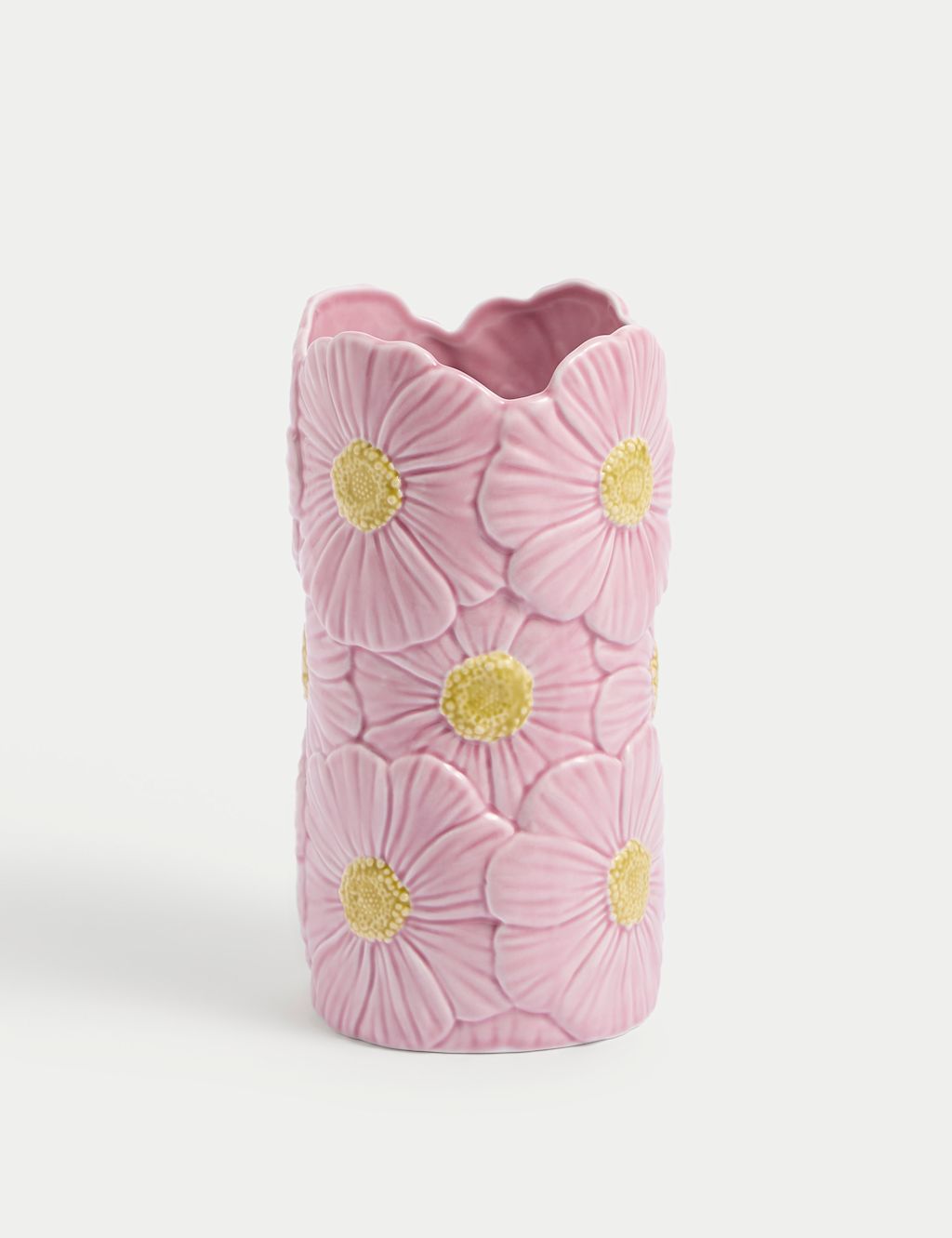 M&S Daisy Ceramic Cylinder Vase - 1SIZE - Light Pink, Light Pink