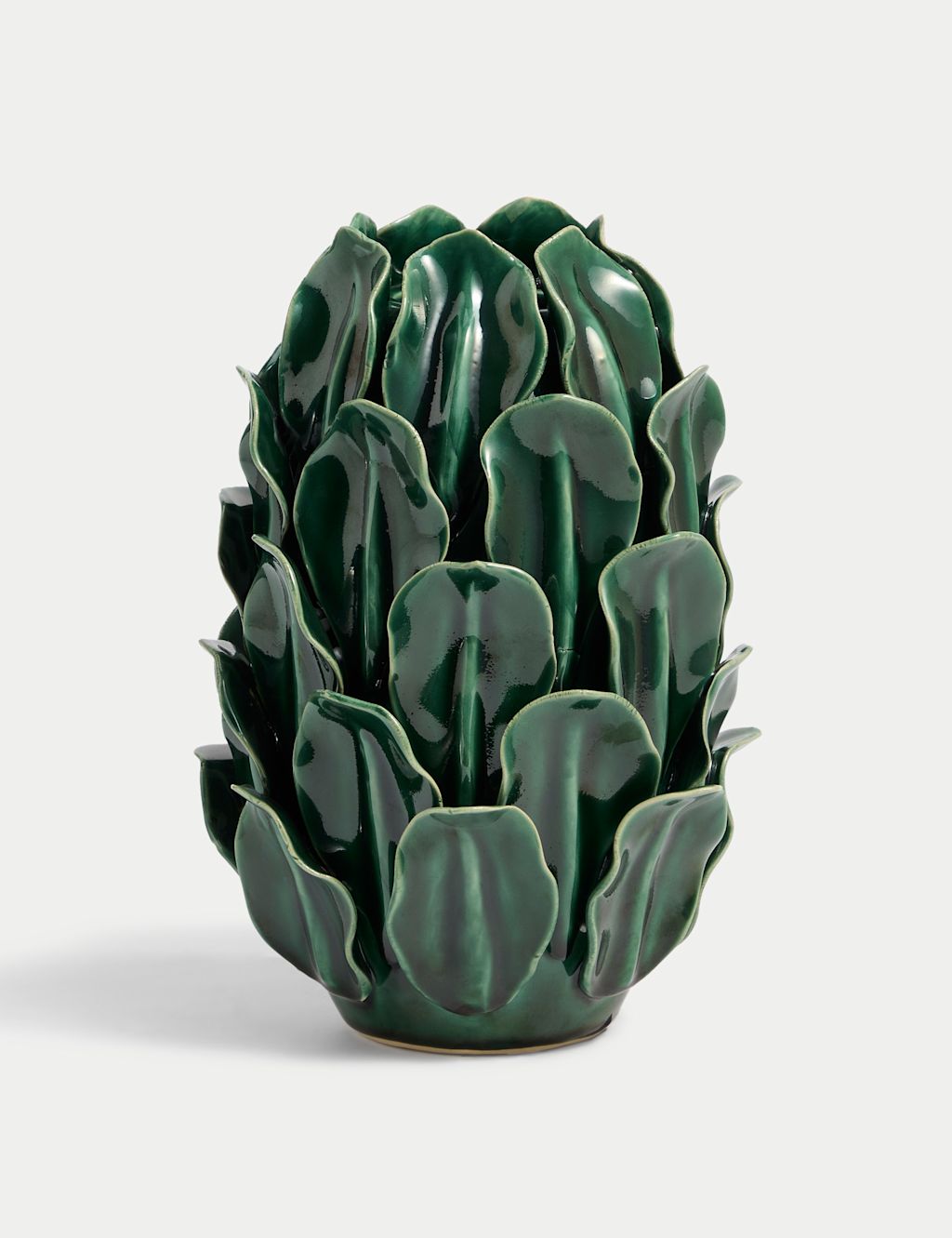 M&S Large Petal Ceramic Vase - 1SIZE - Green, Green