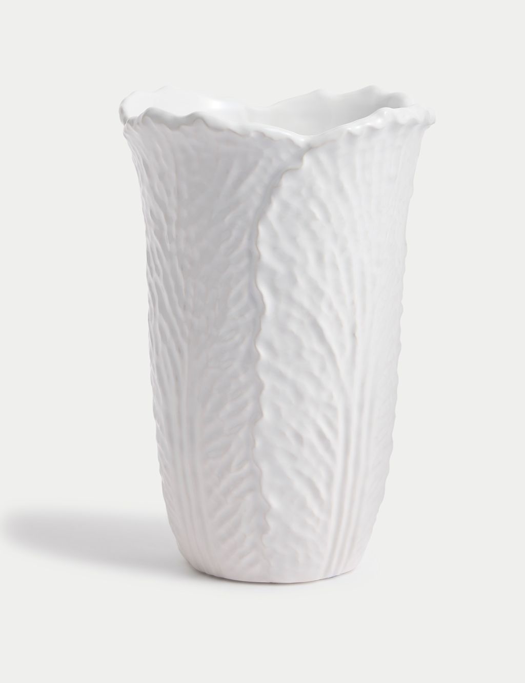 M&S Medium White Cabbage Ceramic Bouquet Vase - 1SIZE, White