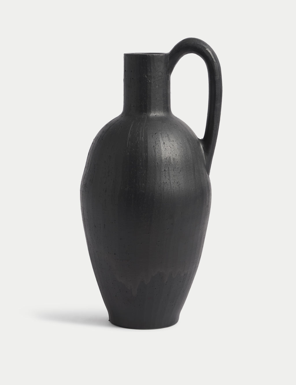 M&S Large Textured Ceramic Jug - 1SIZE - Black, Black
