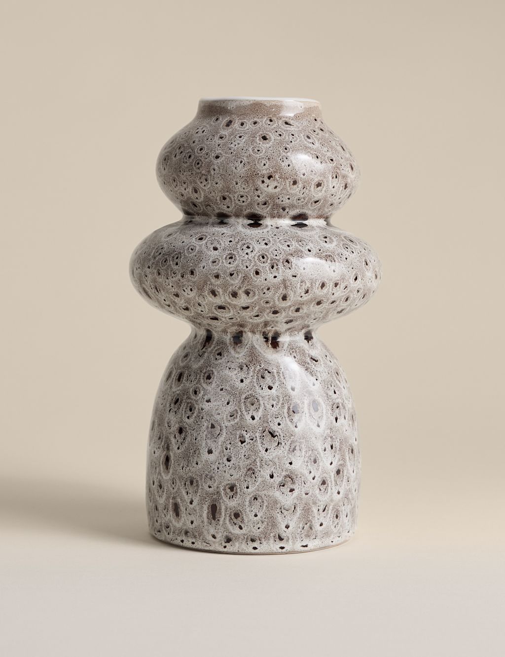 M&S Spot Reactive Glaze Ceramic Vase - Natural, Natural