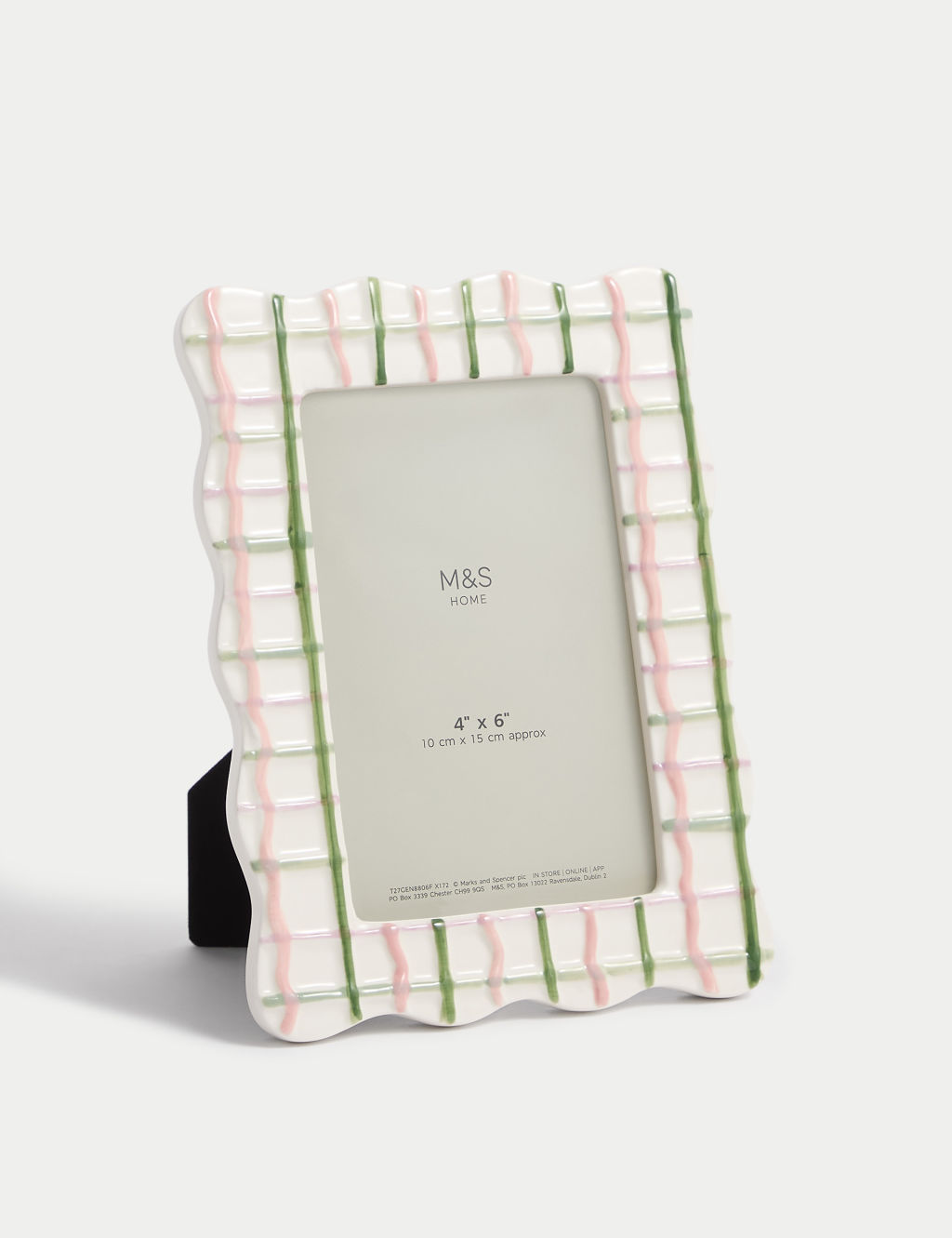 M&S Wiggle Check Ceramic Photo Frame 4x6 inch - 1SIZE - Multi, Multi