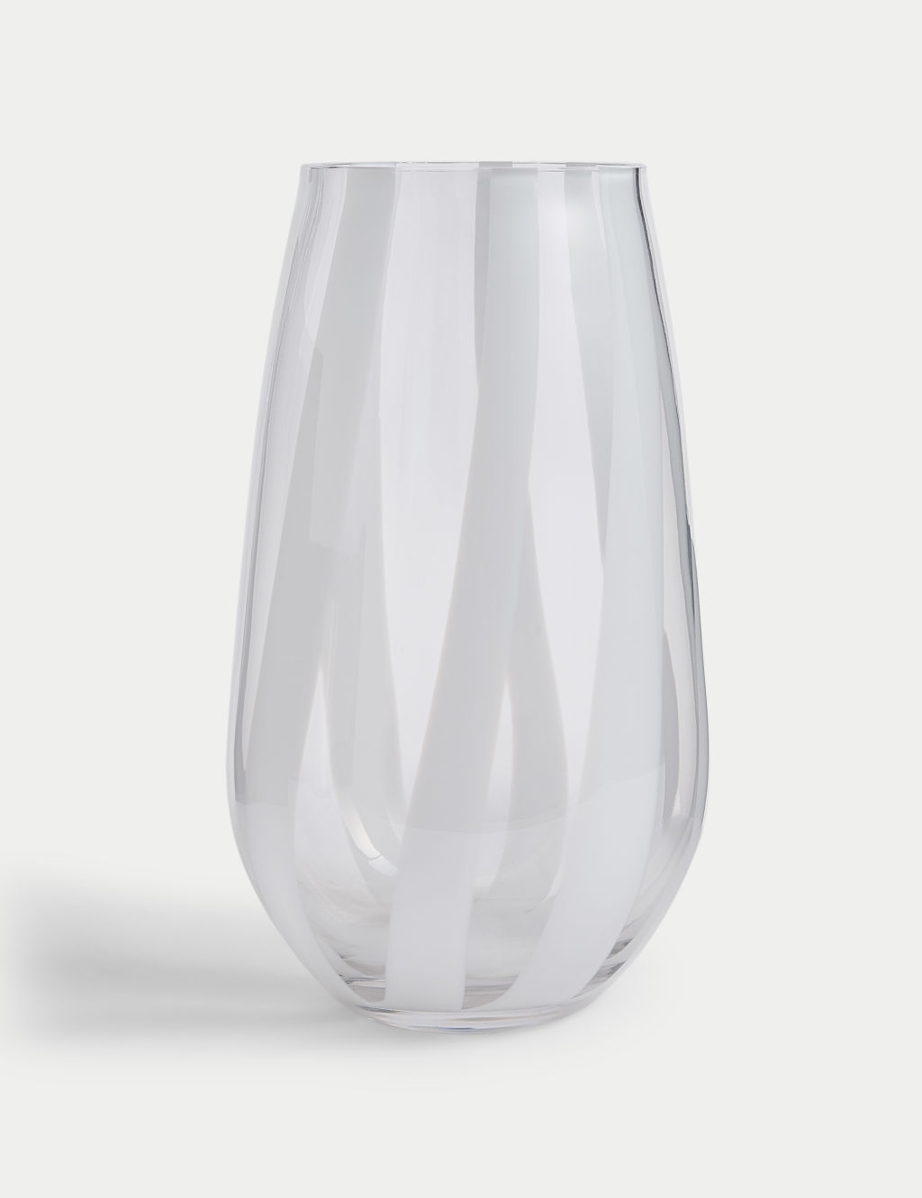 M&S Large Striped Vase - 1SIZE - White, White