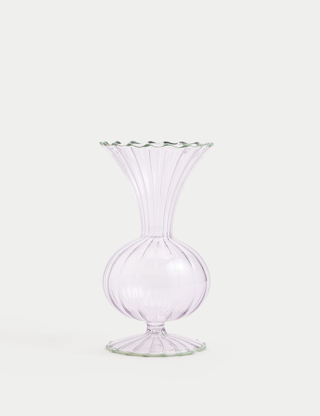 M&S Small Ridged Glass Bud Vase - 1SIZE - Pink, Pink