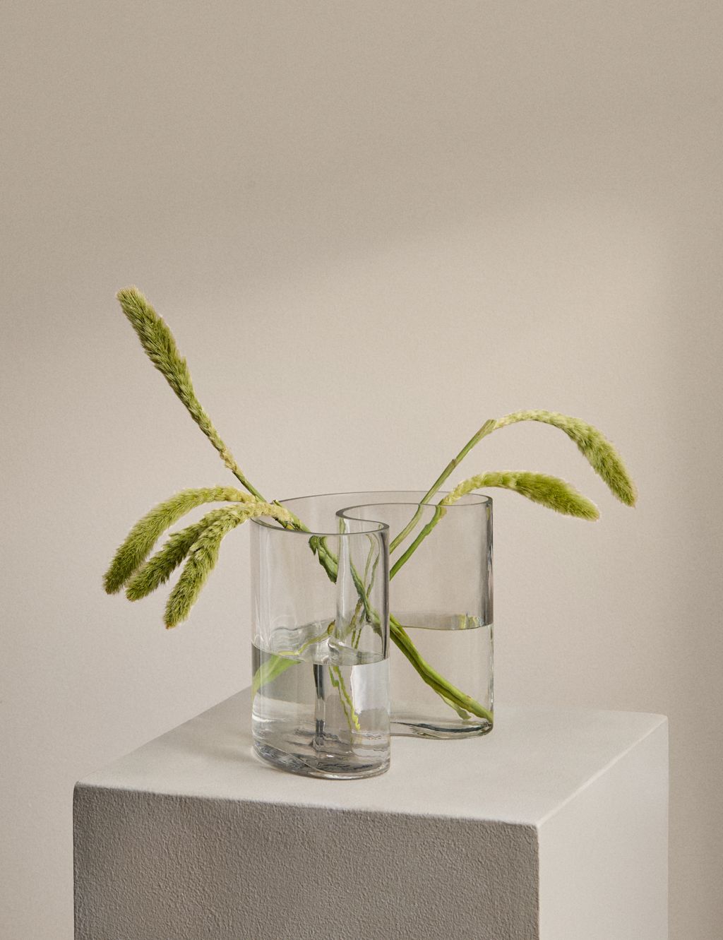 M&S X Kelly Hoppen Small Bracket Glass Vase - 1SIZE - Clear, Clear