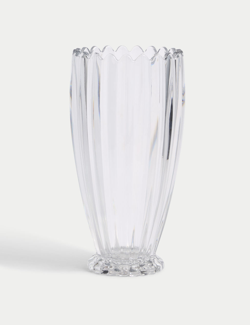 M&S Scallop Tapered Glass Vase - 1SIZE - Clear, Clear