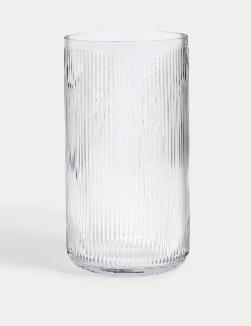 M&S Ribbed Glass Cylinder Vase - Clear, Clear
