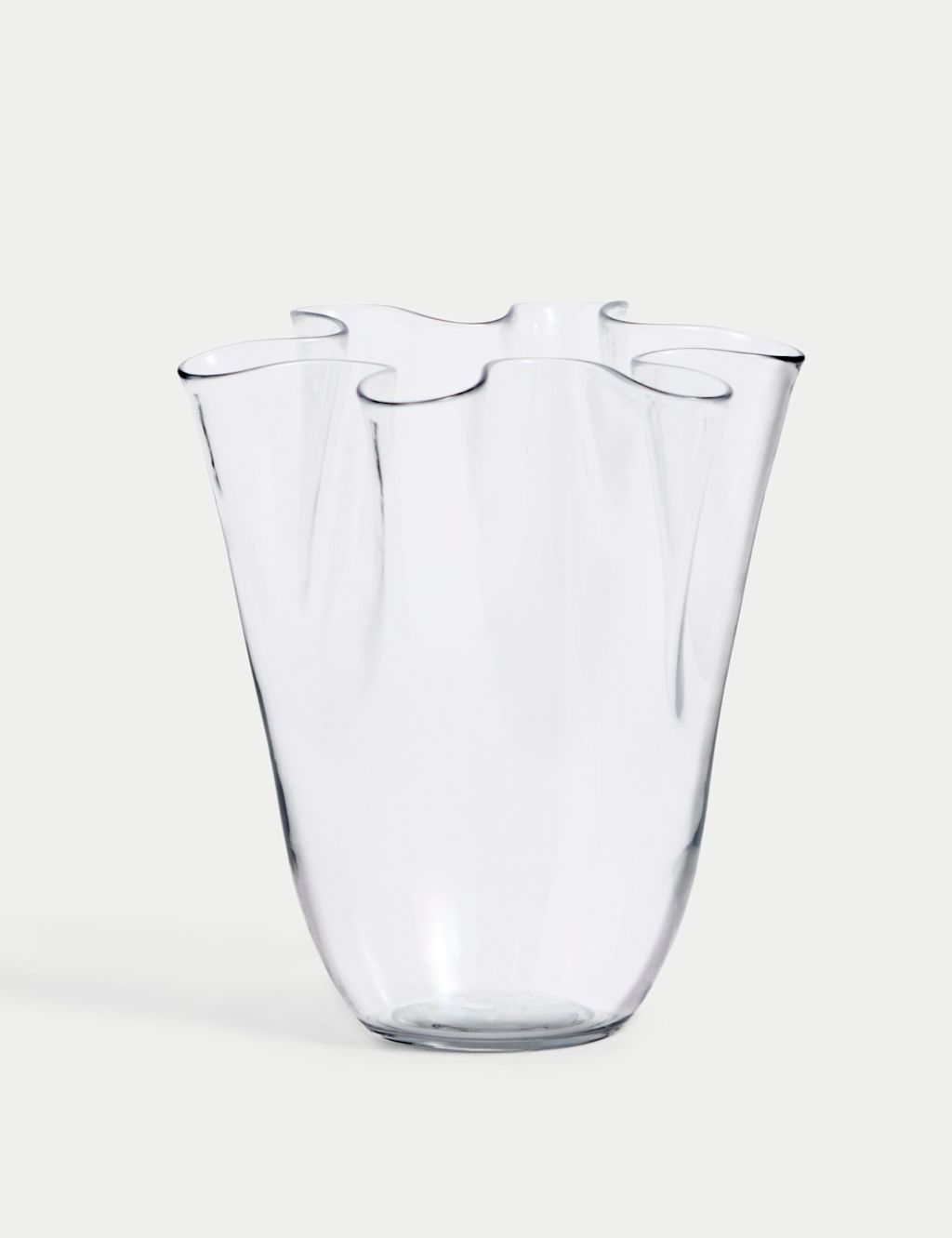 M&S Medium Glass Handkerchief Vase - Clear, Clear
