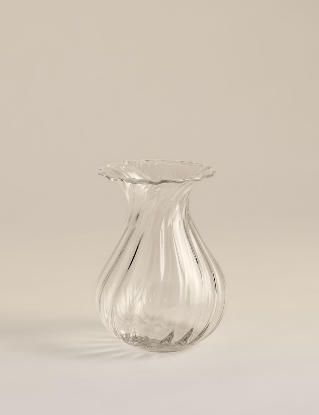 M&S Small Fluted Glass Bouquet Vase - Clear, Clear
