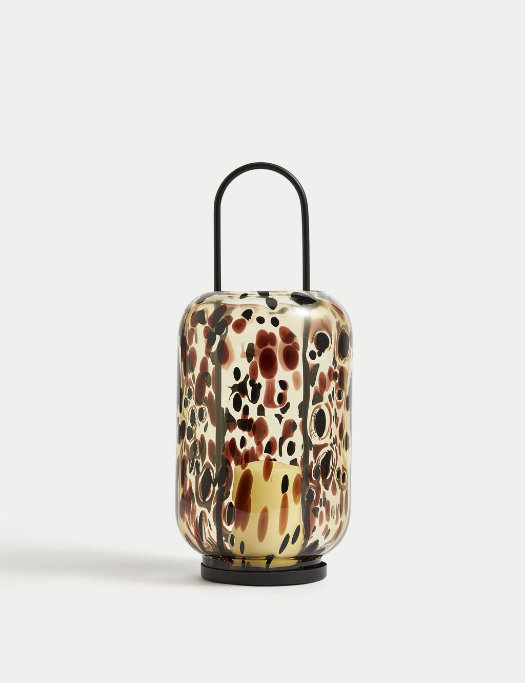 M&S Confetti Glass Lantern - 1SIZE - Nearly Black, Nearly Black