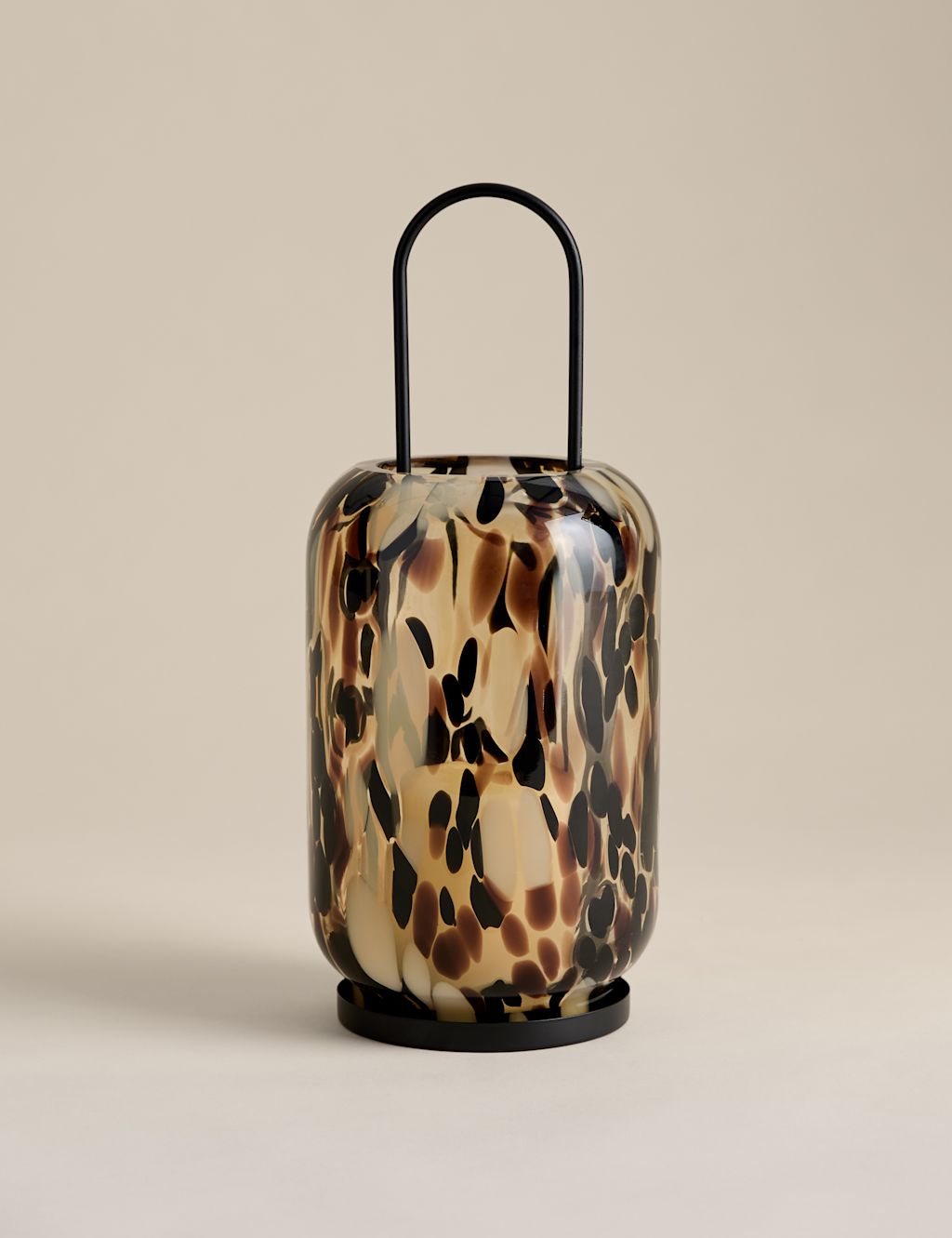 M&S Animal Confetti Glass Lantern - Brown, Brown