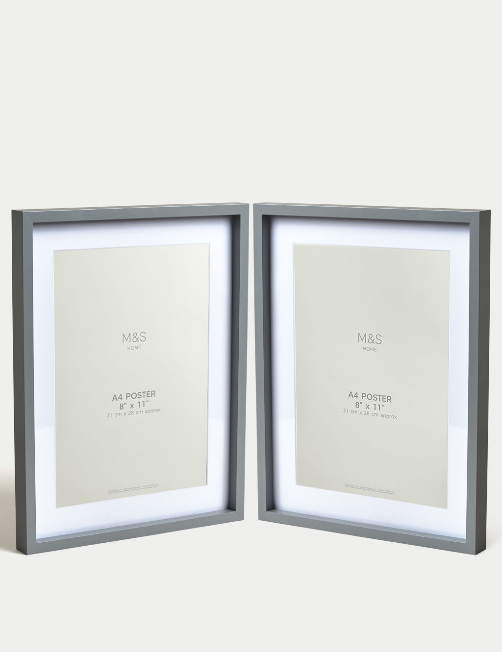 M&S Set of 2 Photo Frames A4 - 1SIZE - Grey, Grey