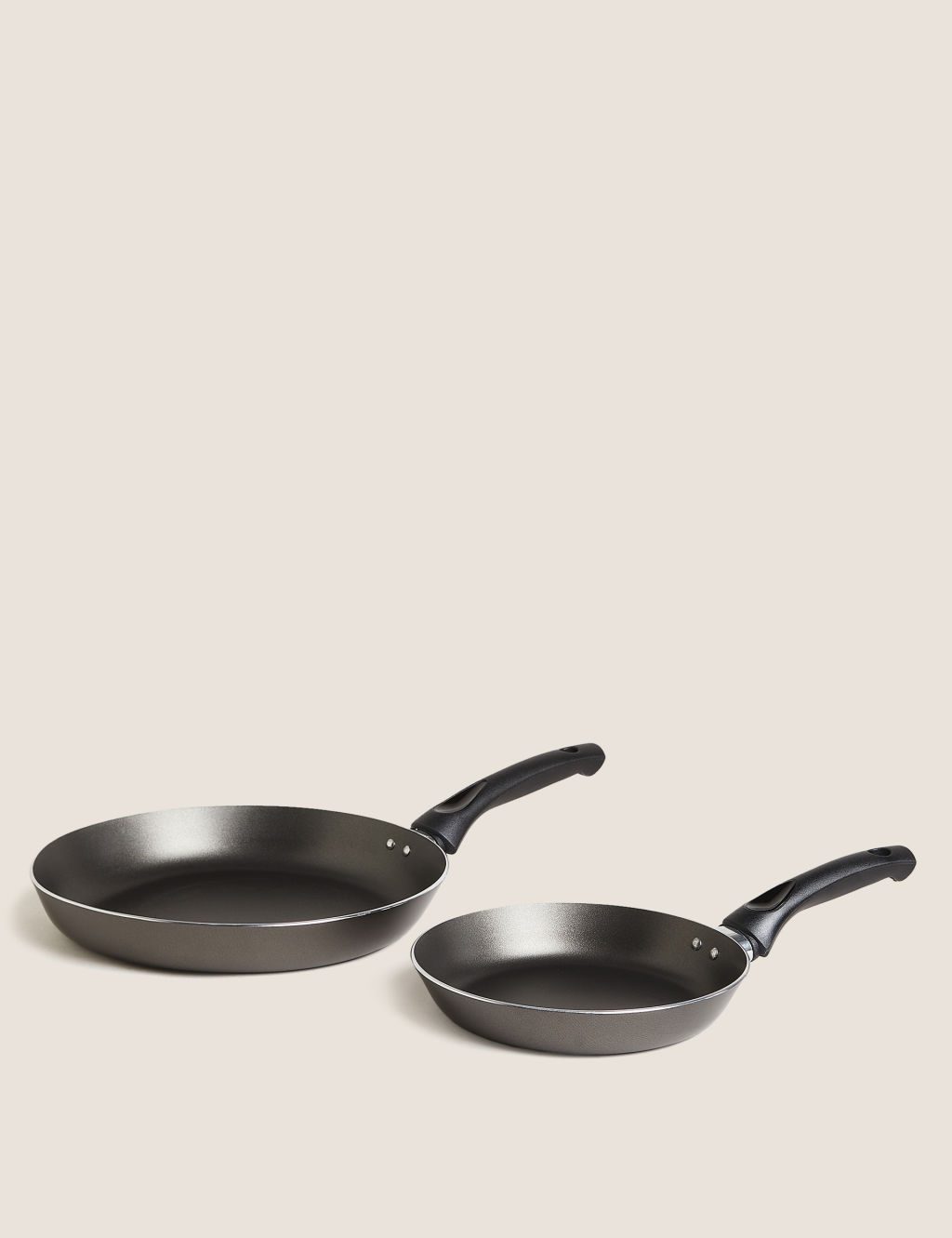 M&S 2 Piece Everyday Aluminium Frying Pan Set - Grey, Grey