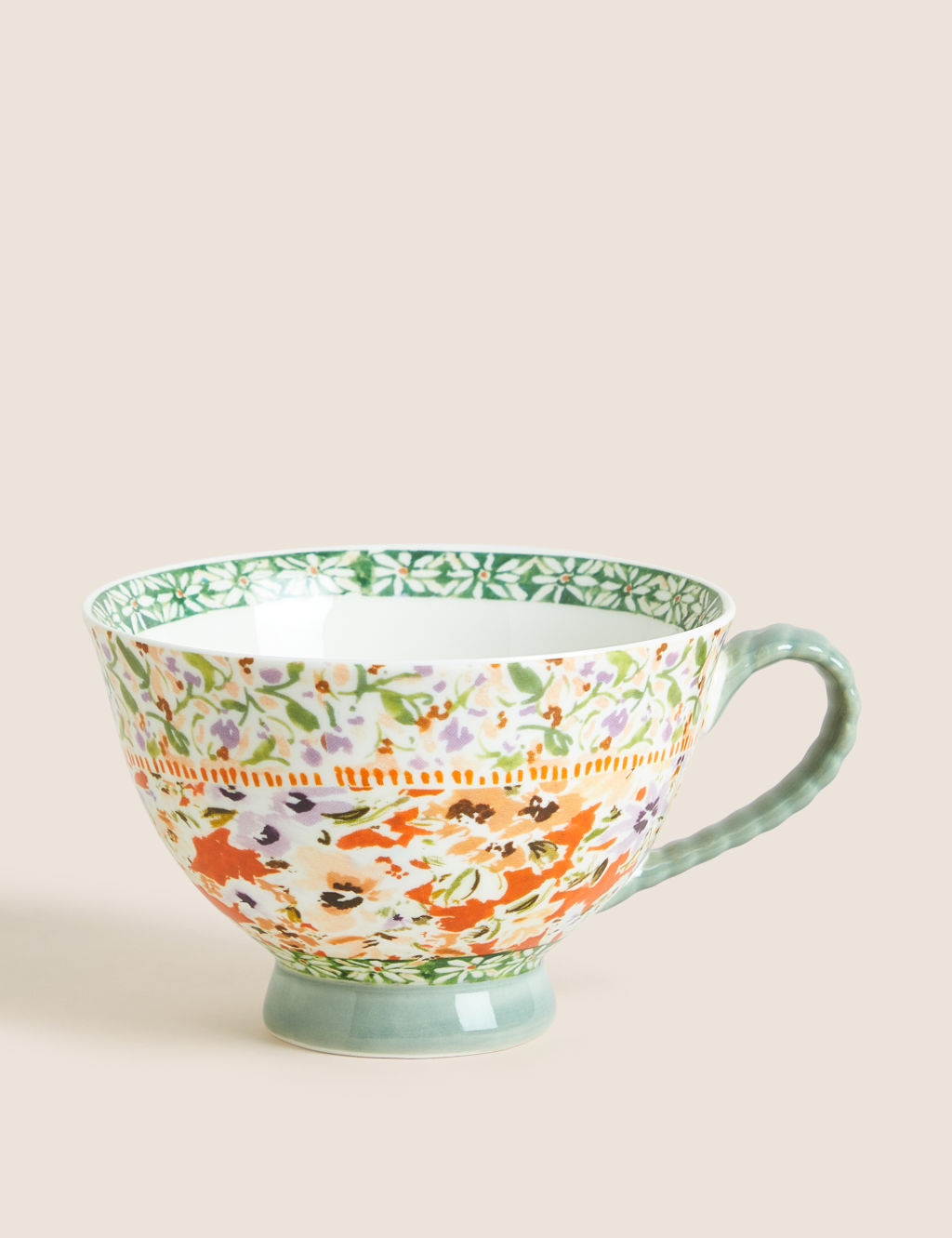 M&S Floral Footed Mug - 1SIZE - Multi, Multi