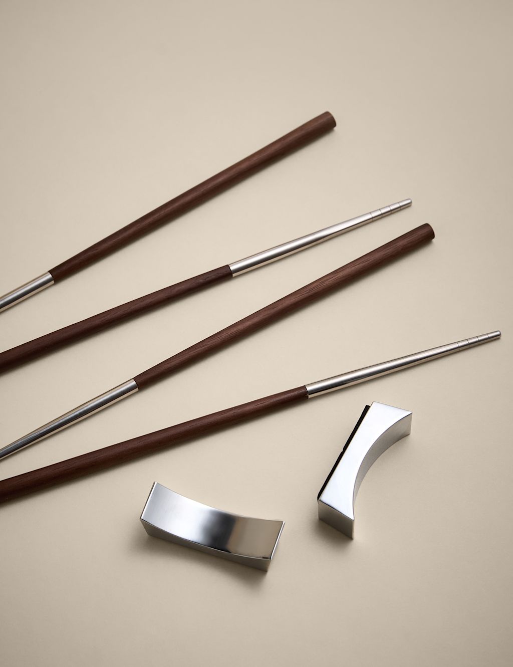 M&S Set of 2 Chopsticks with Rest - Brown, Brown