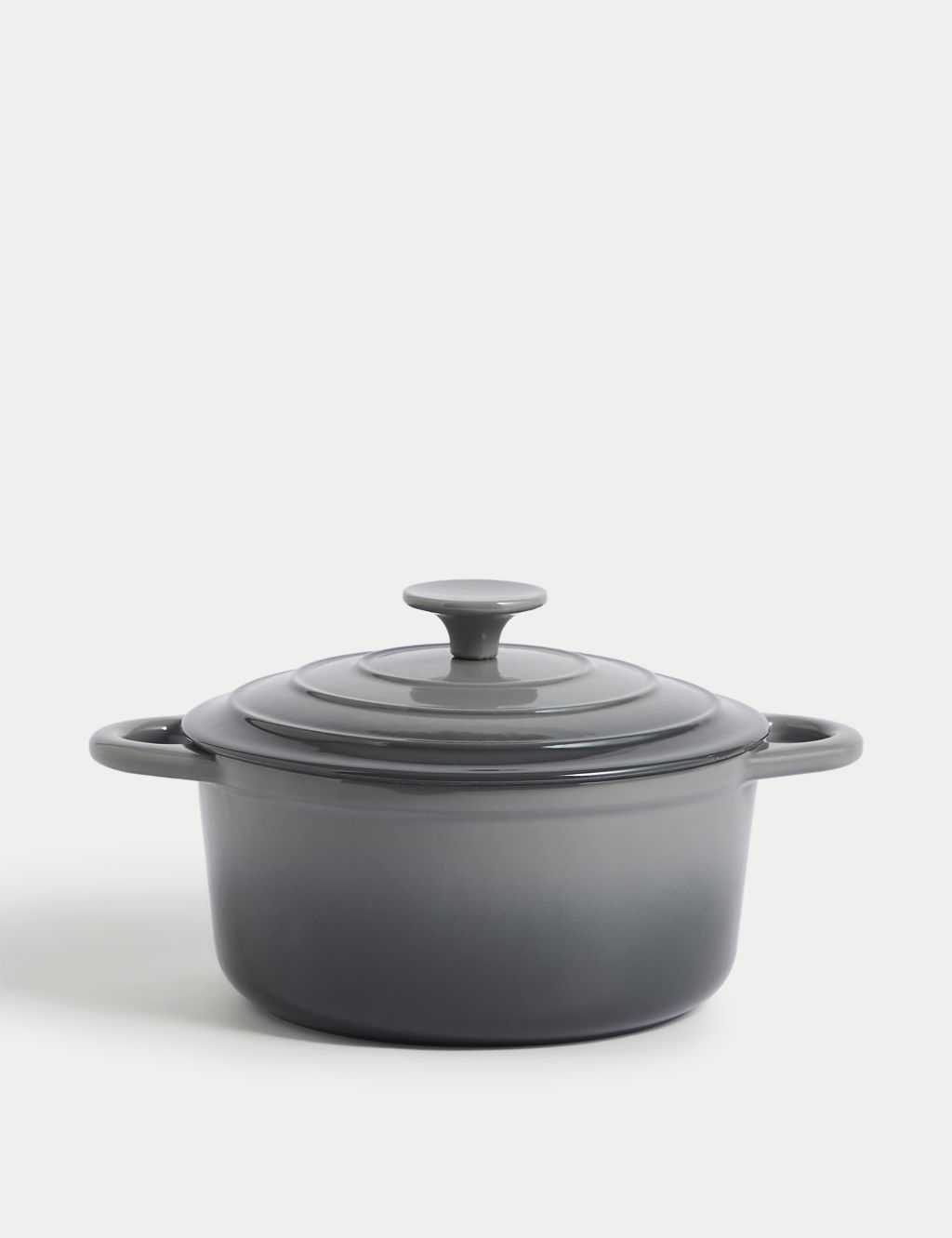 M&S Cast Iron Medium Casserole Dish - Grey, Grey