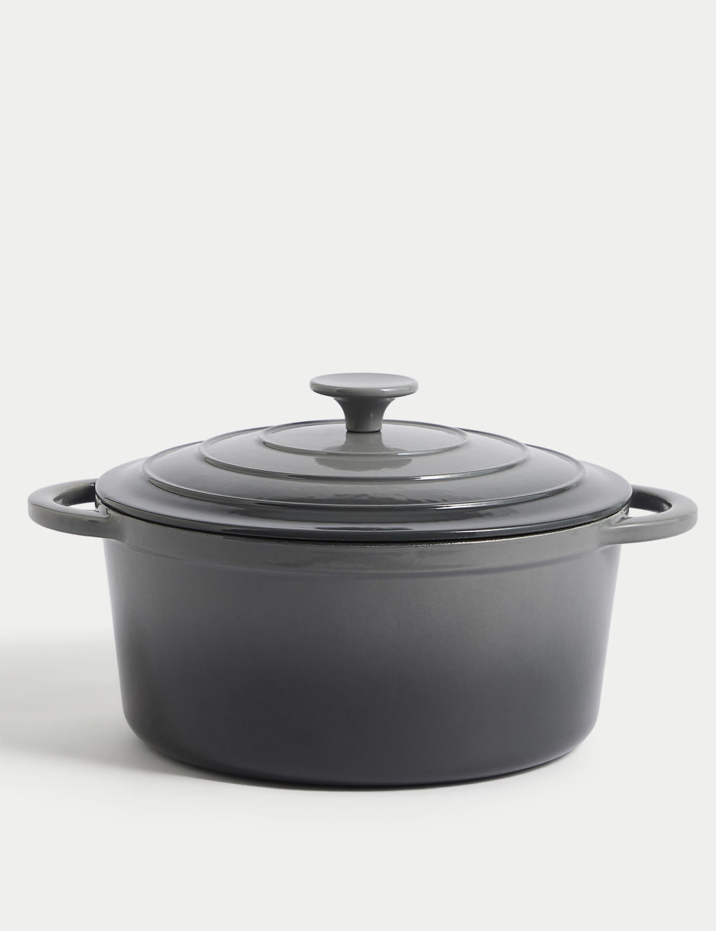 M&S Cast Iron Large Casserole Dish - Grey, Grey
