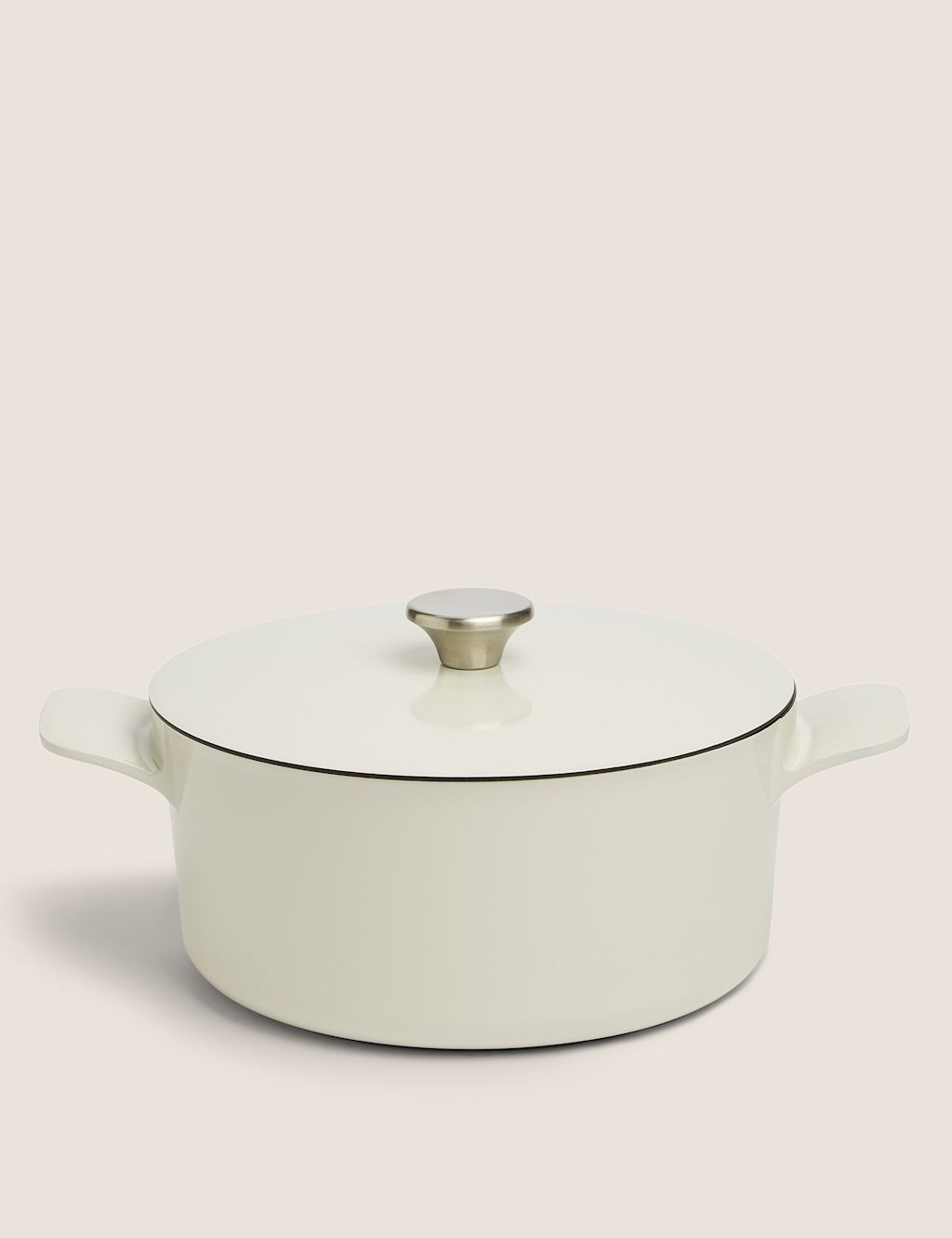 M&S Cast Aluminium 5L Casserole Dish - Ivory, Ivory