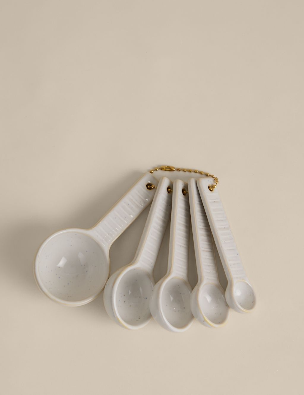 M&S Set of 5 Ceramic Measuring Spoons - Cream, Cream