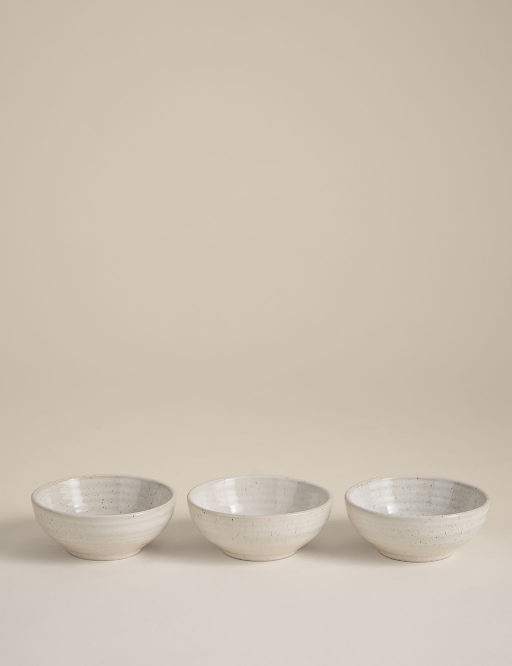 M&S 3pk Ceramic Ribbed Pinch Bowls - Cream, Cream