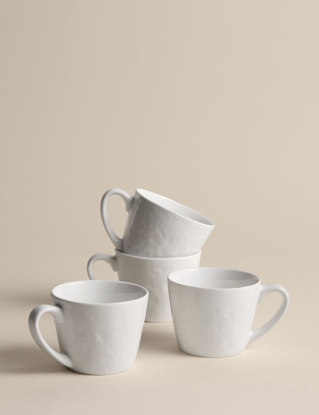 M&S Set of 4 Artisan Mugs - White, White