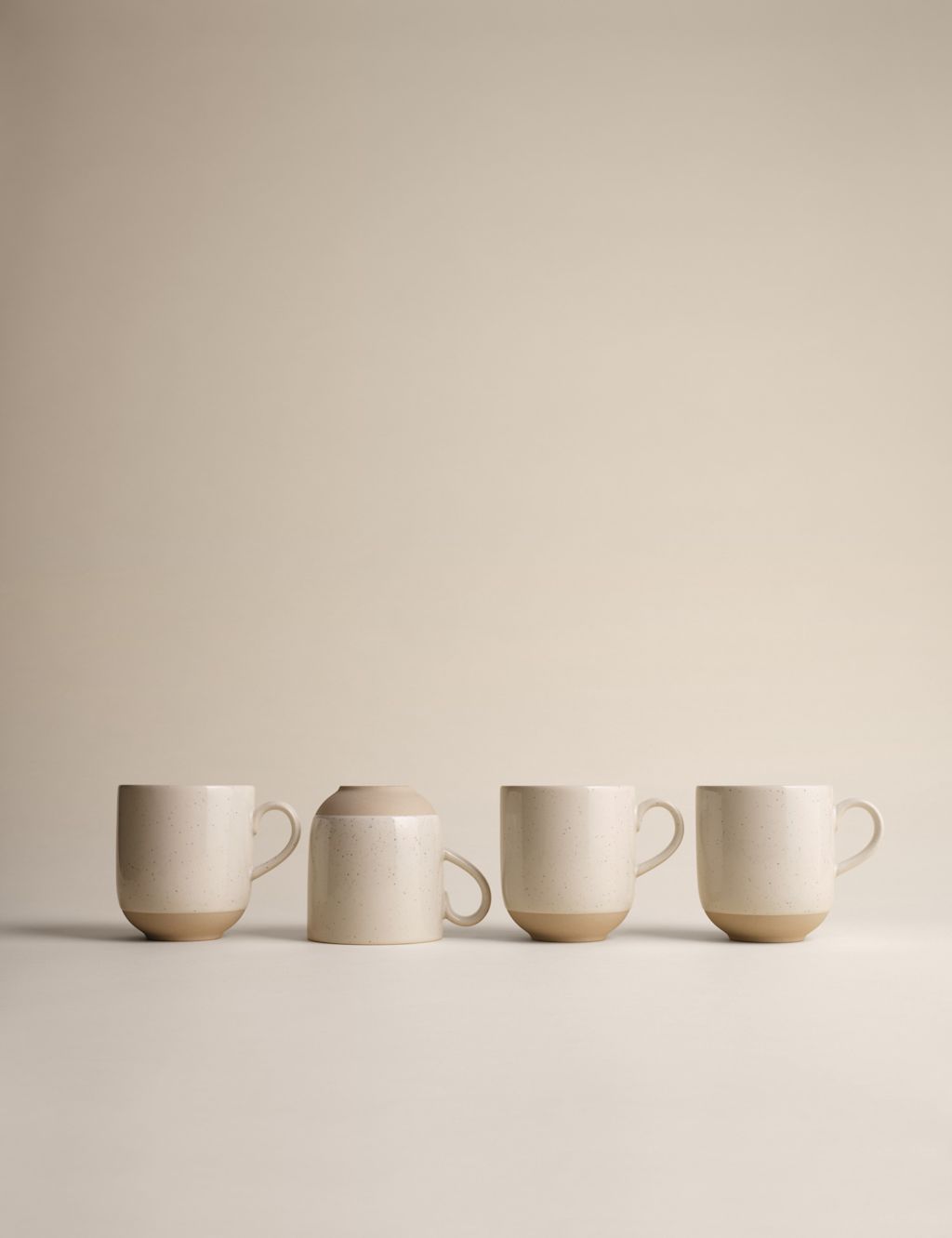 M&S Set of 4 Speckle Ceramic Latte Mugs - 1SIZE - Natural, Natural
