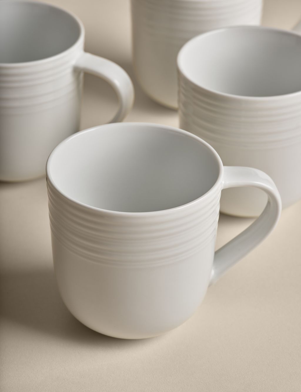 M&S Set of 4 Ribbed Mugs - 1SIZE - White, White
