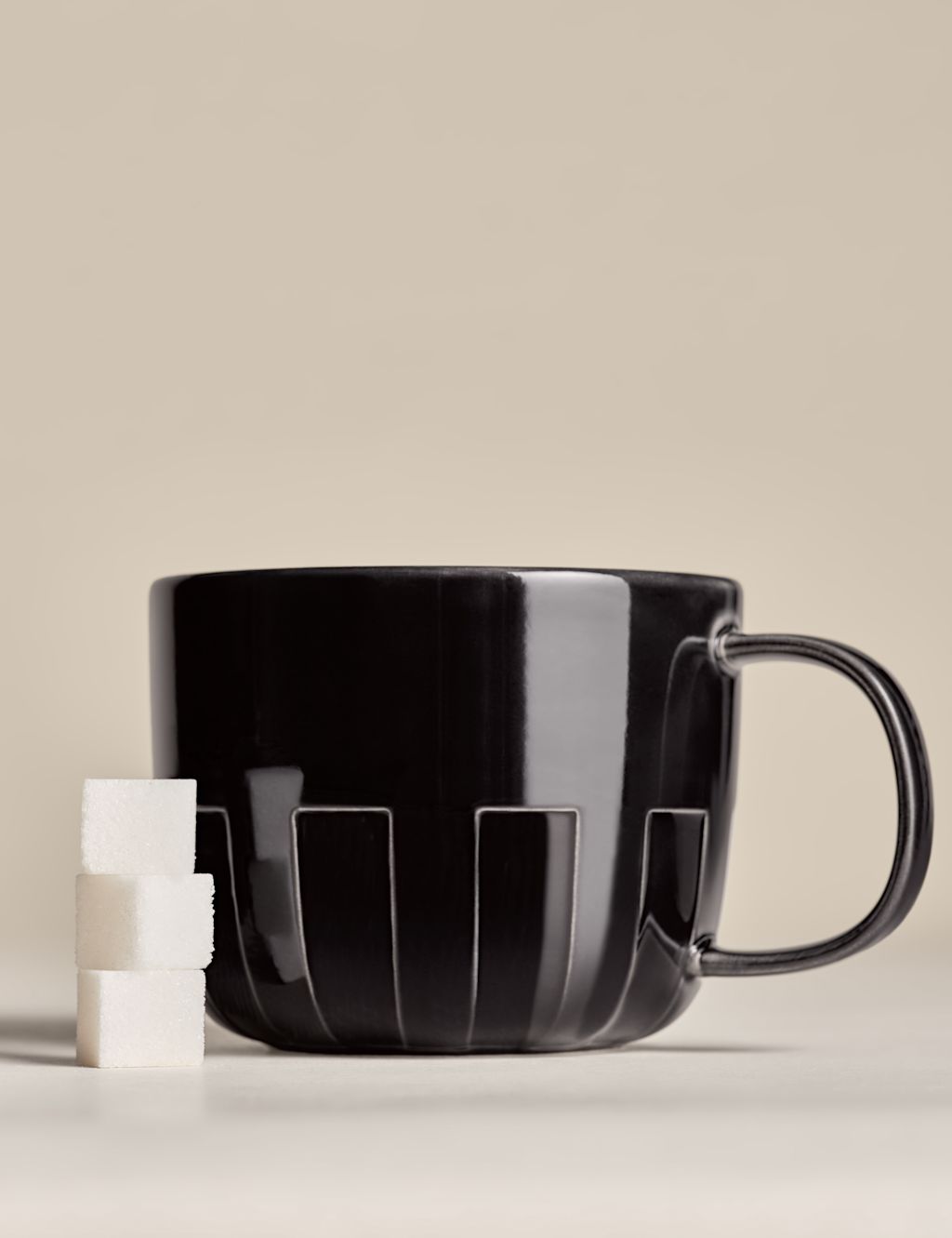 M&S X Kelly Hoppen Textured Cappuccino Mug - 1SIZE - Black, Black