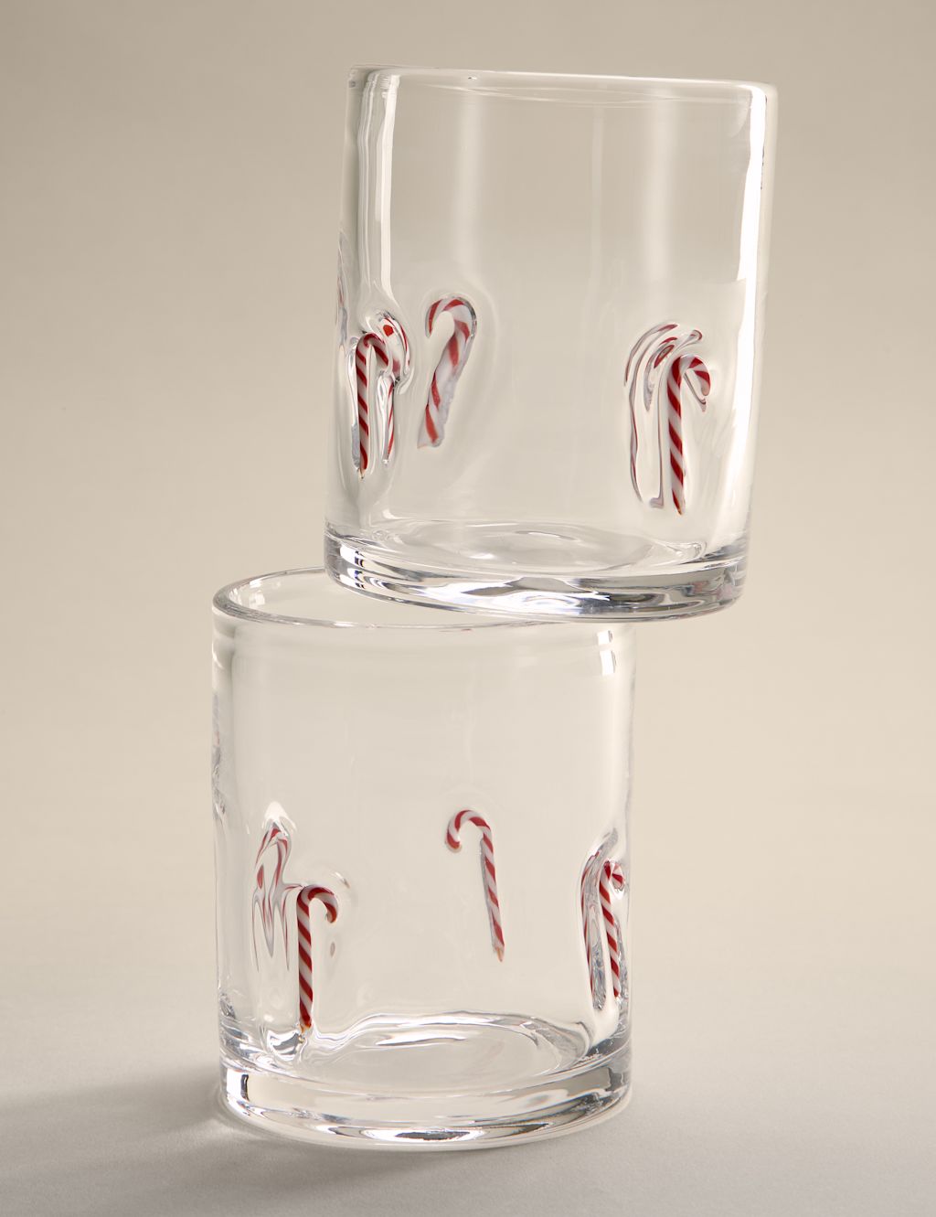 M&S Set of 2 Candy Cane Tumblers - 1SIZE - Red, Red