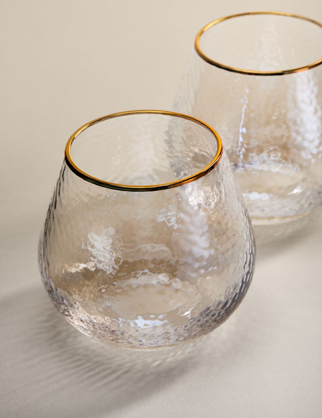 M&S Set of 2 Hammered Lustre Tumblers - 1SIZE - Multi, Multi