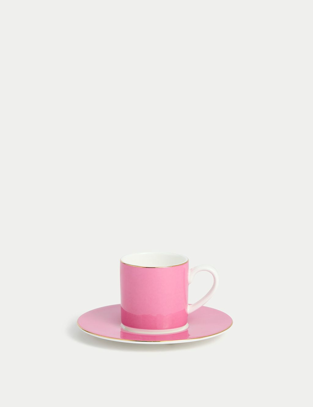 M&S Bone China Espresso Cup & Saucer - 1SIZE - Bright Pink, Bright Pink