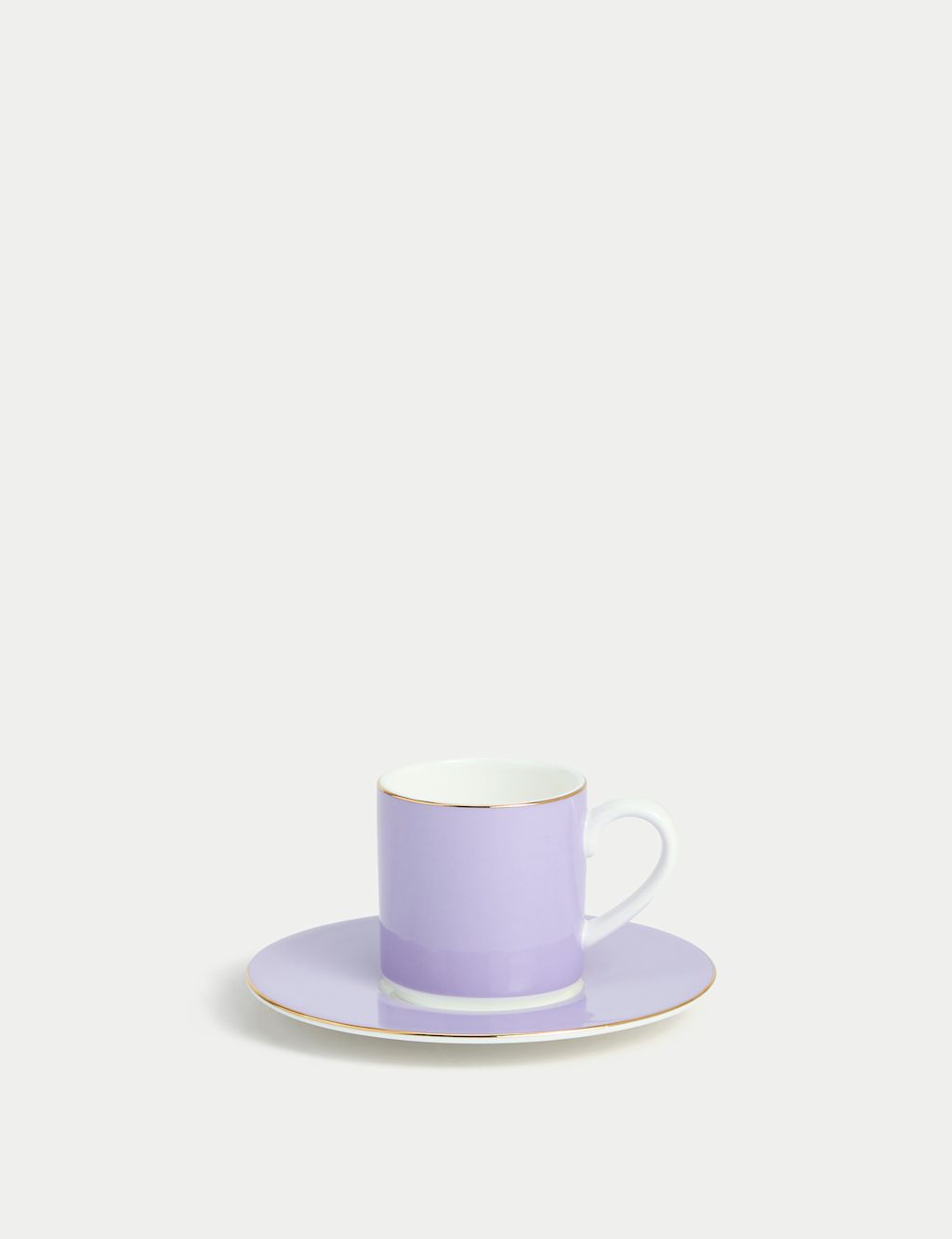 M&S Bone China Espresso Cup & Saucer - 1SIZE - Lilac, Lilac