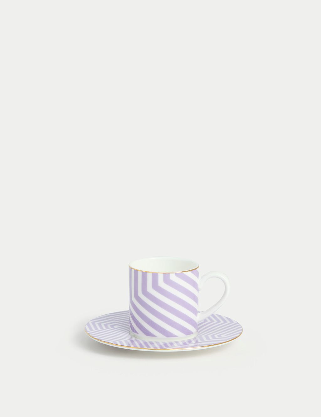 M&S Bone China Geometric Espresso Cup & Saucer - 1SIZE - Lilac, Lilac