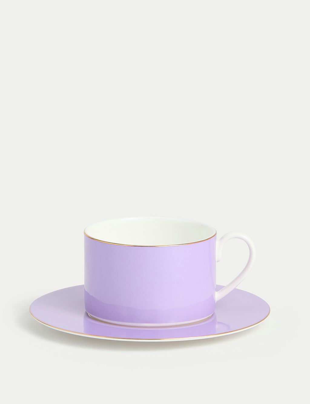 M&S Bone China Cup & Saucer - 1SIZE - Lilac, Lilac