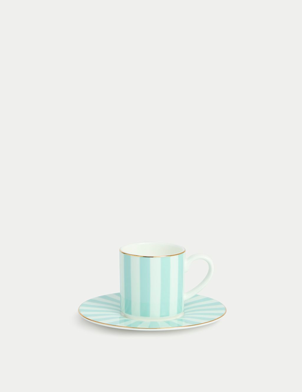 M&S Bone China Striped Espresso Cup & Saucer - 1SIZE - Mint, Mint