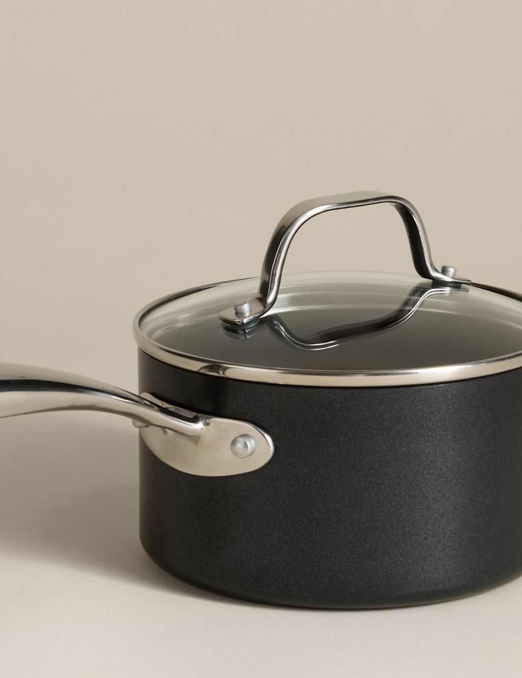 M&S Non-Stick Pro 16cm Saucepan - Black, Black