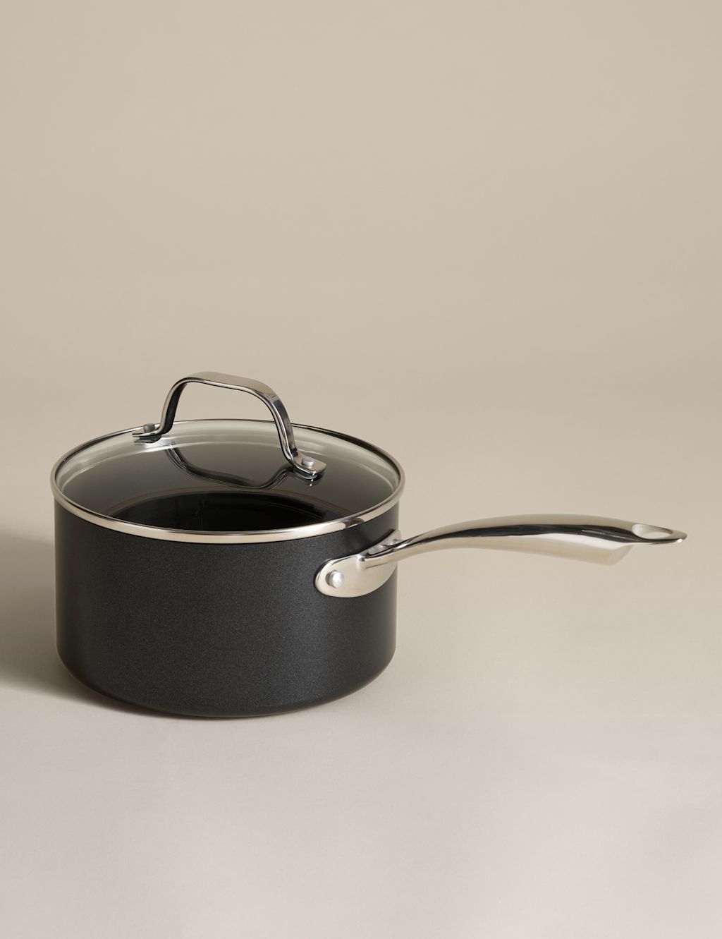 M&S Non-Stick Pro 18cm Saucepan - Black, Black