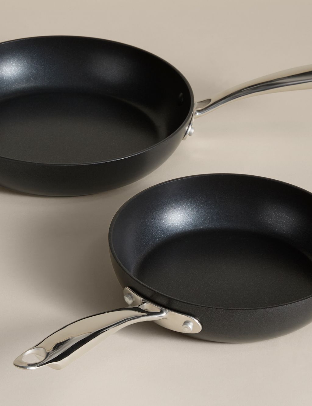 M&S 2 Piece Non-Stick Pro Frying Pan Set - Black, Black