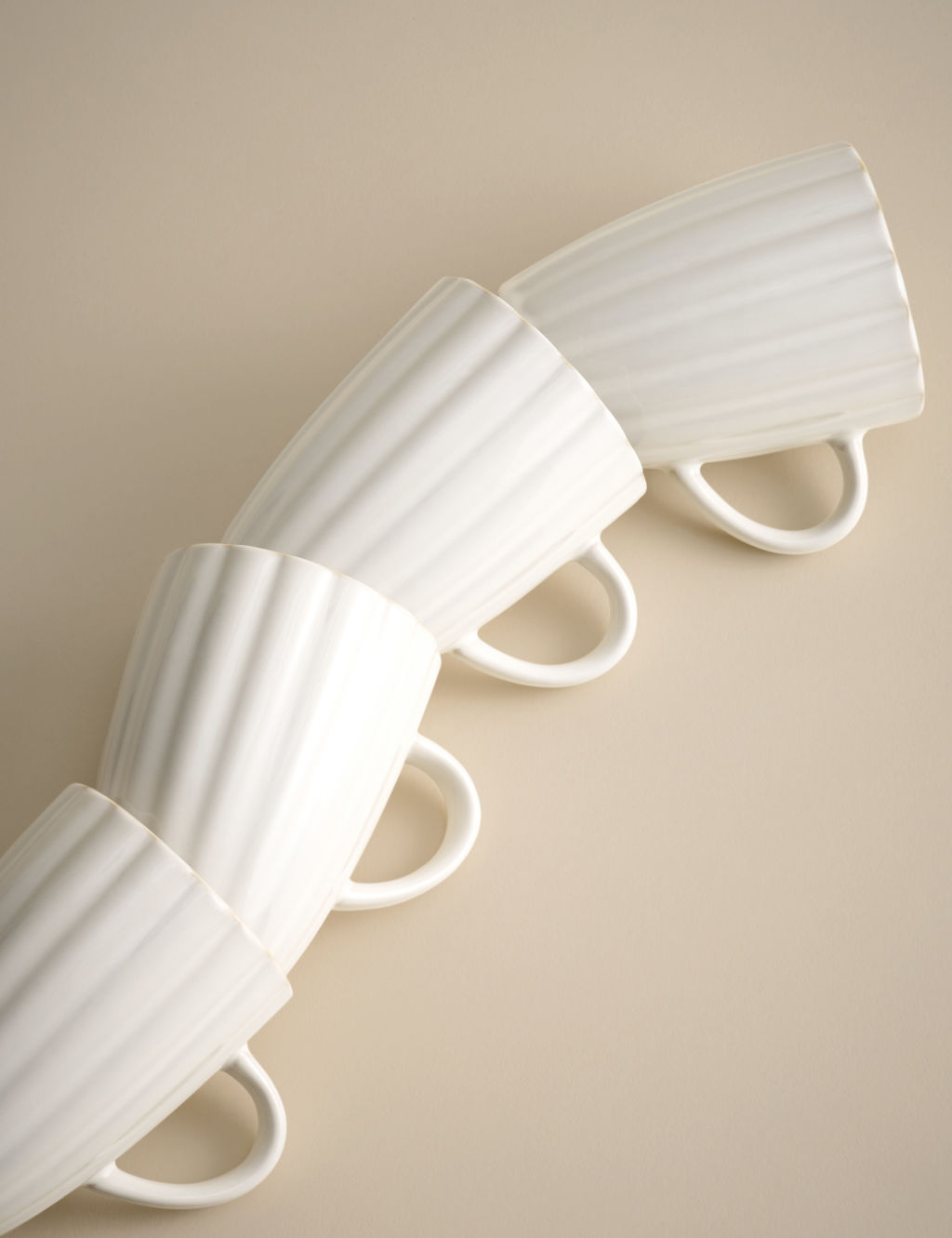 M&S Set of 4 Scallop Mugs - 1SIZE - Natural, Natural