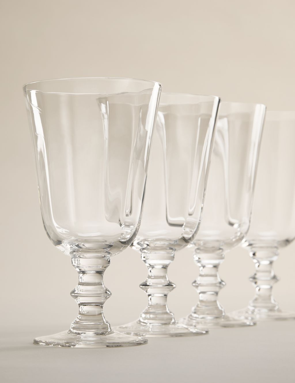 M&S Set of 4 Soda Optic Wine Glasses - 1SIZE