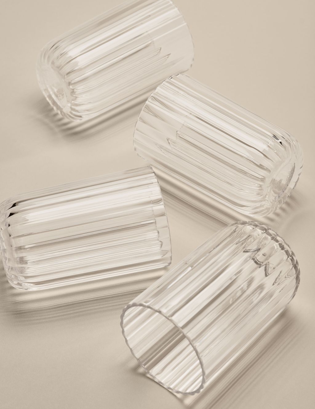 M&S Set of 4 Ribbed Picnic Hi Ball Glasses - 1SIZE