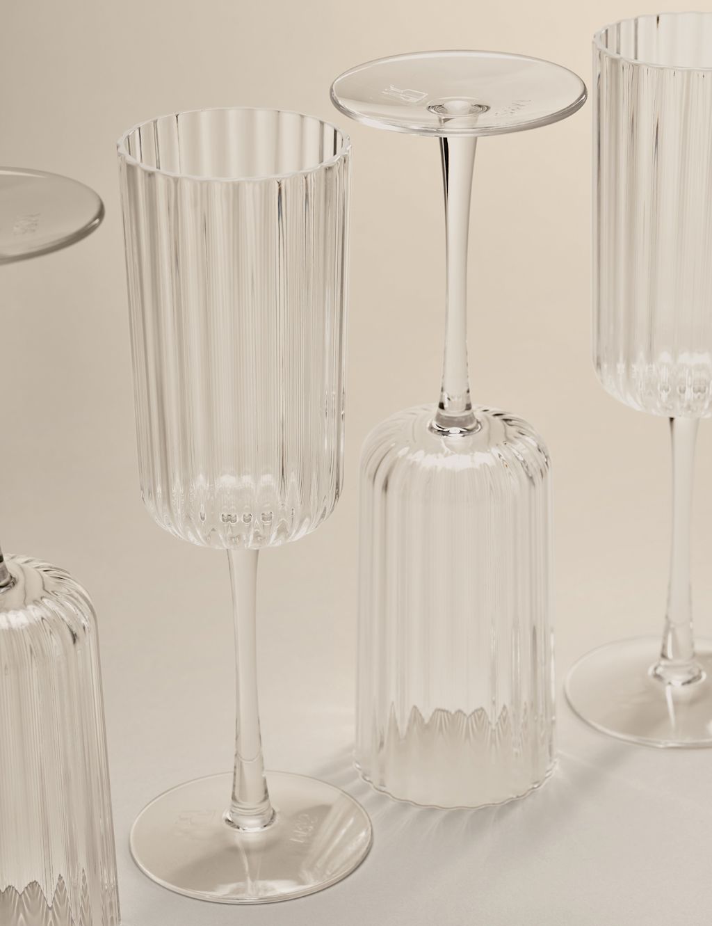 M&S Set of 4 Ribbed Picnic Champagne Flutes - 1SIZE