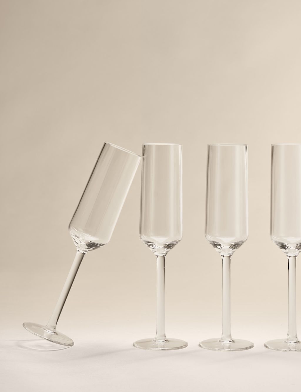 M&S Set of 4 Angular Picnic Champagne Flutes - 1SIZE