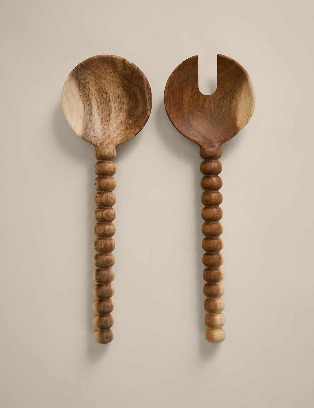 M&S Wooden Salad Servers - Natural, Natural
