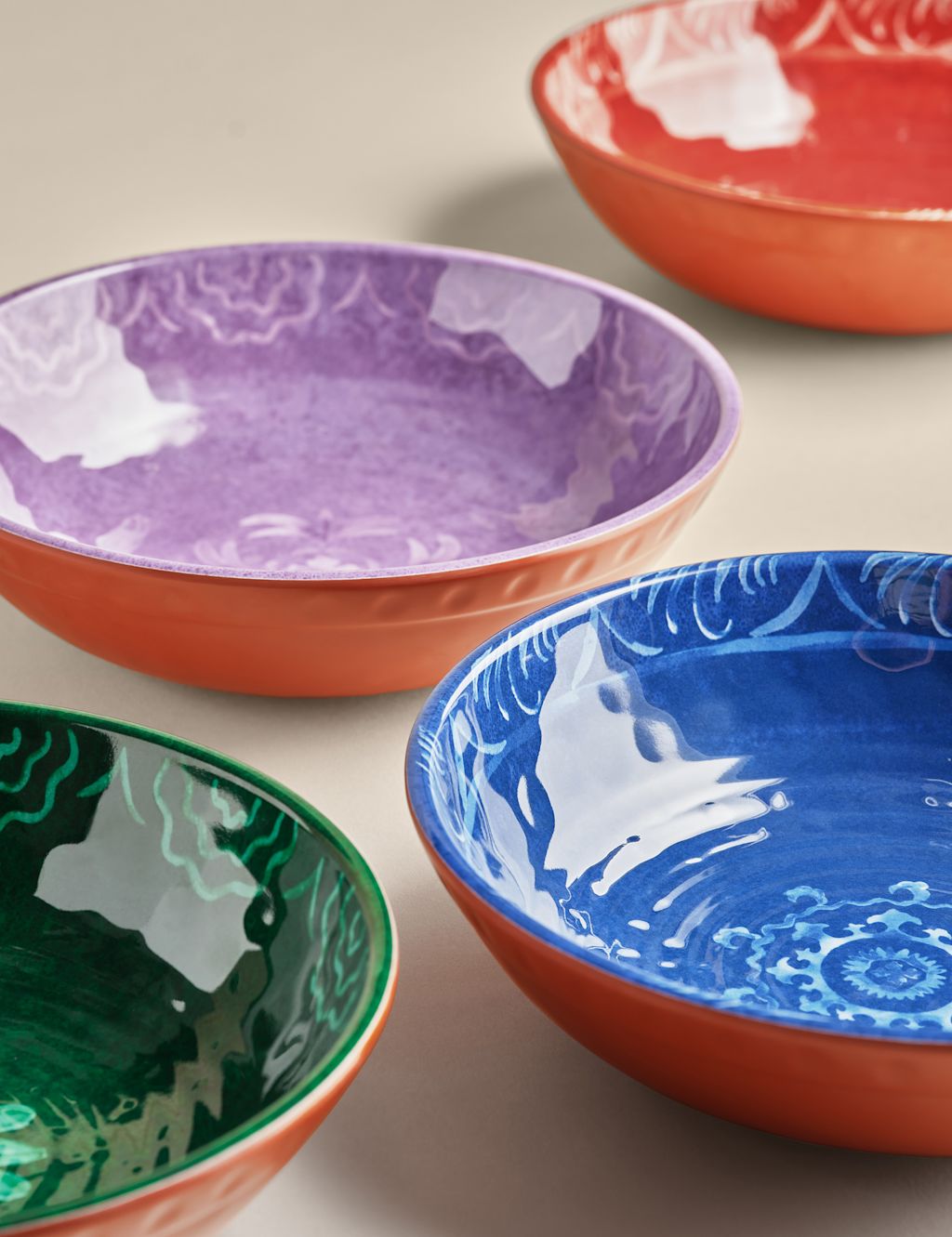 M&S Set of 4 Boho Picnic Pasta Bowls - 1SIZE - Multi, Multi