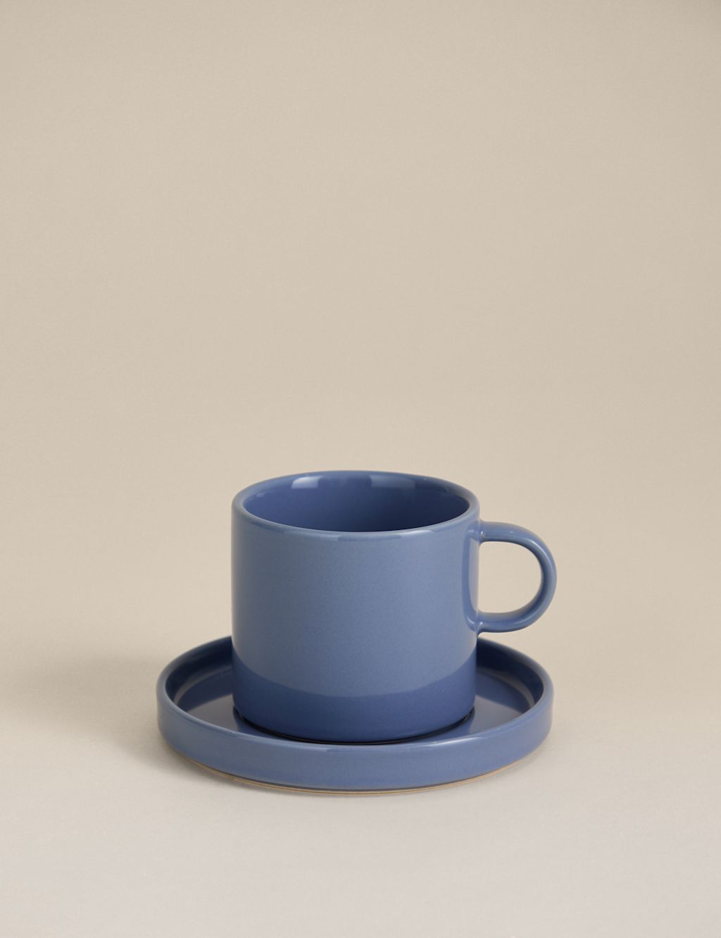 M&S Straight Sided Cup & Saucer - Blue, Blue